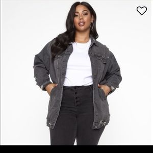 Fashion Nova Black Distressed Denim Jacket